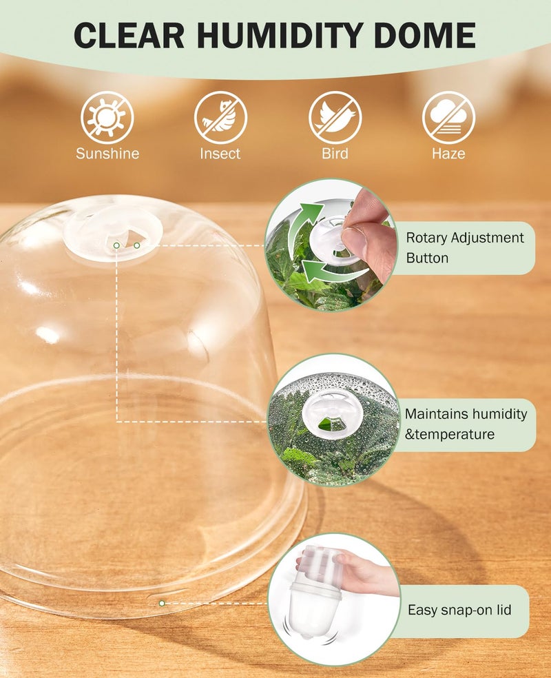 homenote أوعية حضانة هومينوت للنباتات، وعاء نبات 3/4/5 بوصة للزراعة مع قباب الرطوبة، أوعية شتلات بلاستيكية مع فتحات تصريف، أواني زهور مع 10 ملصقات نباتية، أسود (15 حزمة) - Image 5